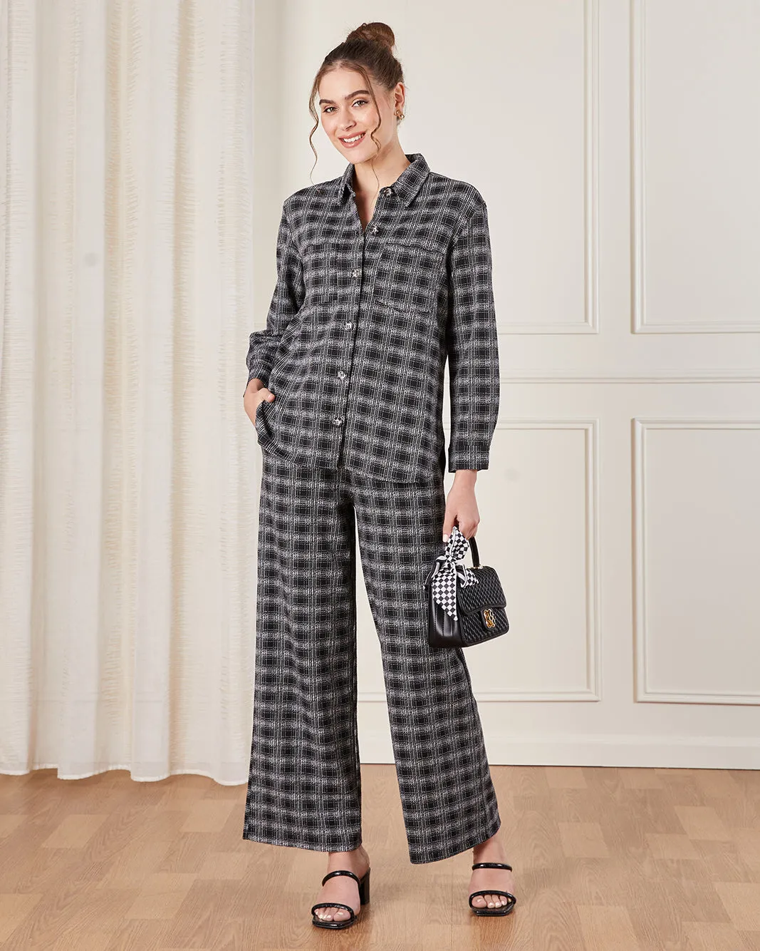 Women Black Checkered Trousers sold by Redtag product image thumbnail 2