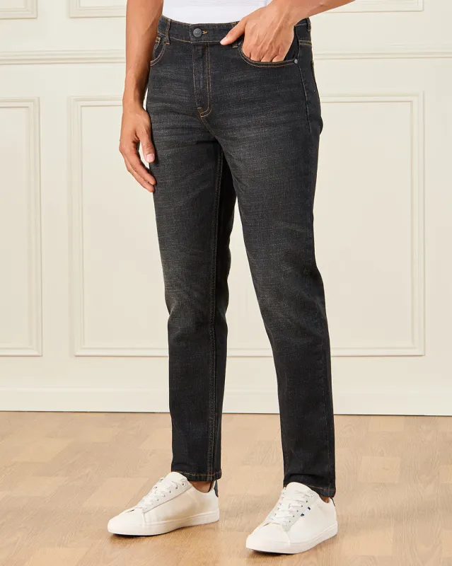 Men Black Slim Fit Denim Jeans sold by Redtag