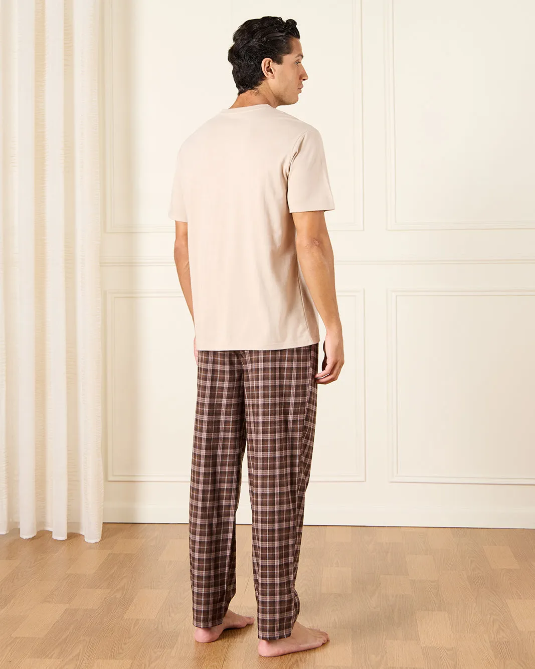 Men Beige And Brown Pyjama Set (2 Piece) sold by Redtag product image thumbnail 4