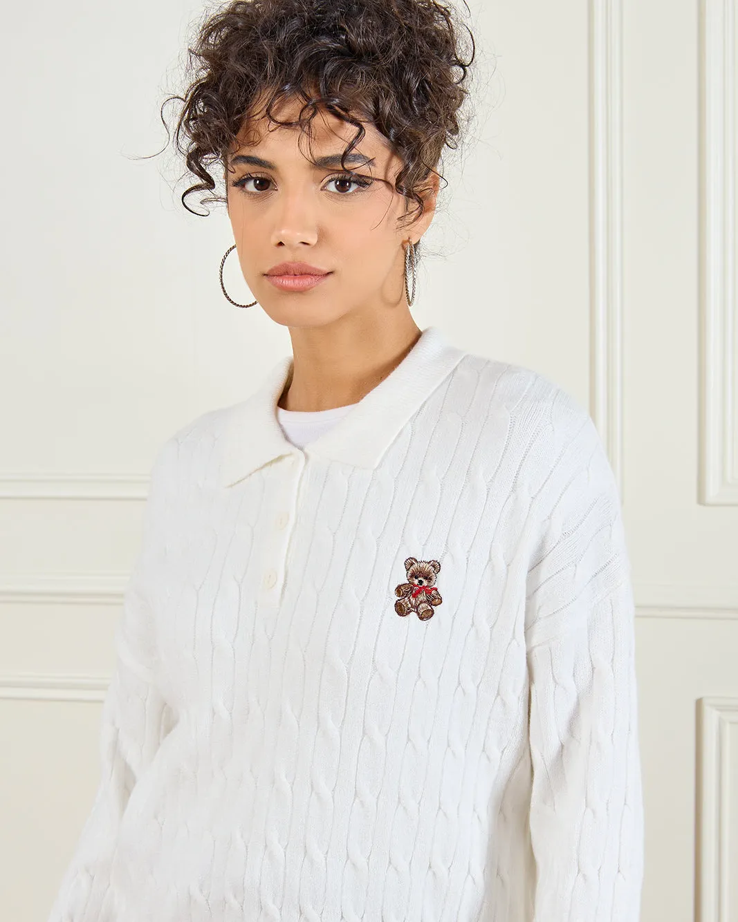 Women Ivory Collared Cable Pullover sold by Redtag product image thumbnail 4