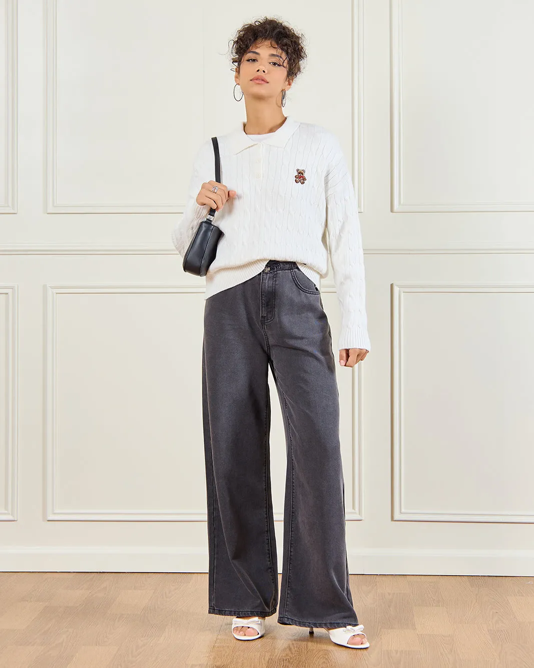 Women Ivory Collared Cable Pullover sold by Redtag product image thumbnail 2