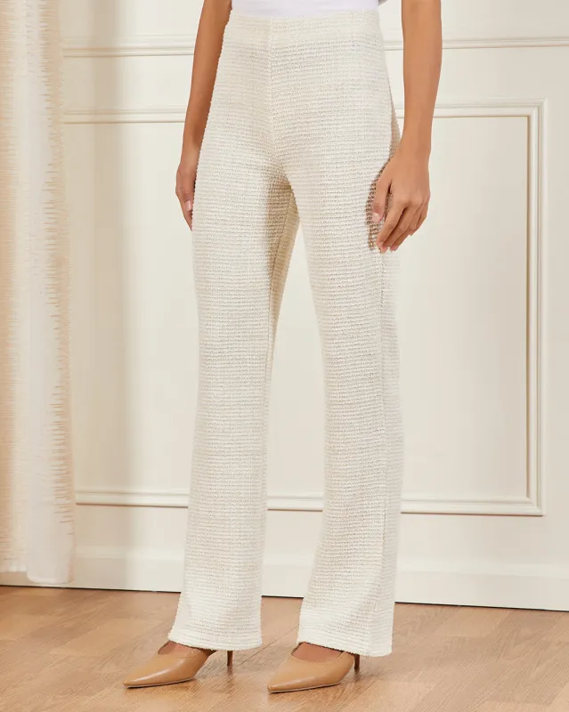 Women Cream Wide Leg Lurex Trousers made by Redtag