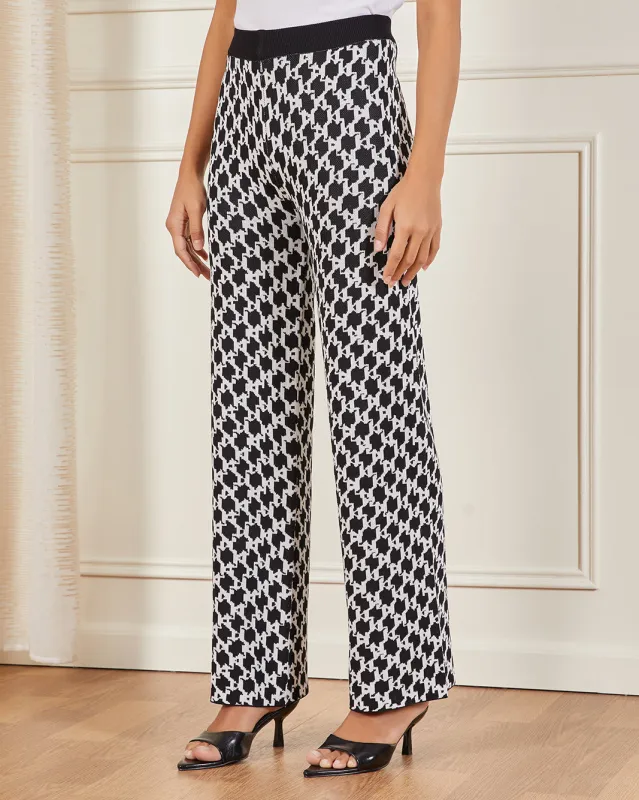 Women Black And White Monogram Jacquard Trousers sold by Redtag