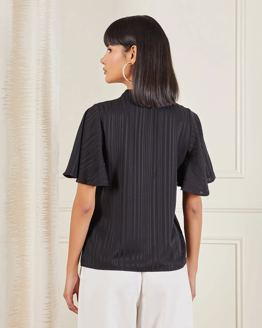 Women Black Striped Blouse sold by Redtag product image thumbnail 3
