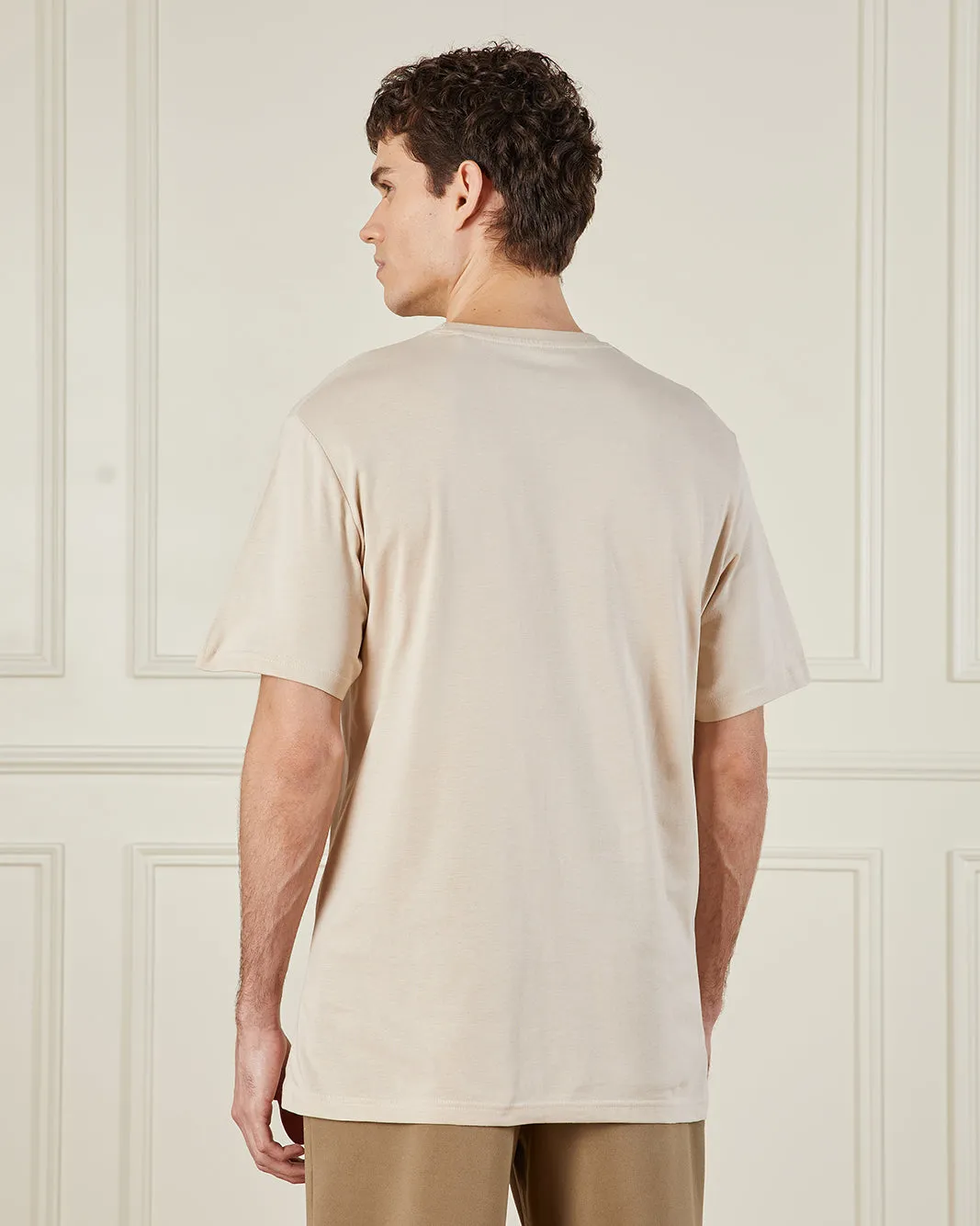 Men Beige Basic T-Shirt sold by Redtag product image thumbnail 3