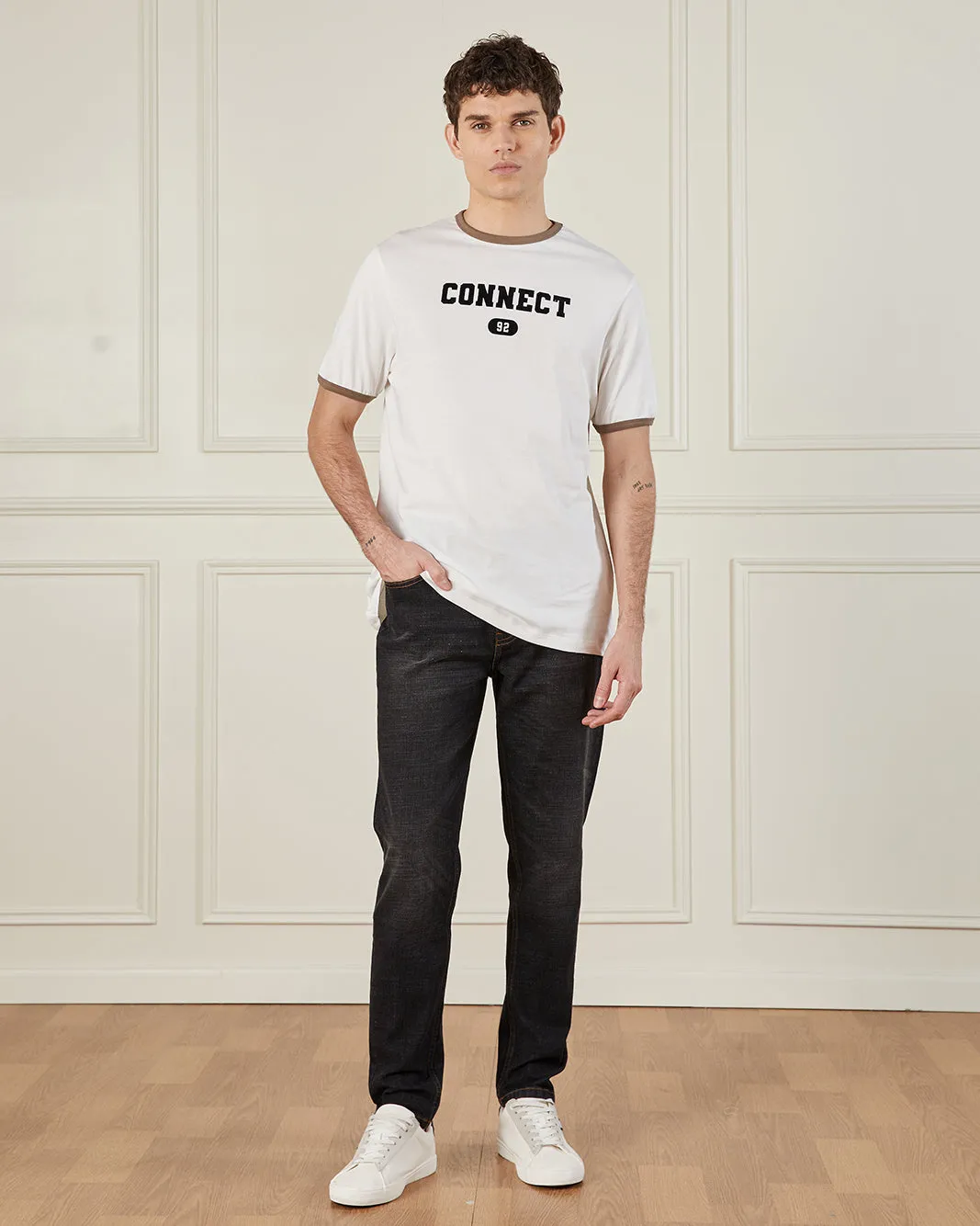 Men White Printed Basic T-Shirt sold by Redtag product image thumbnail 2