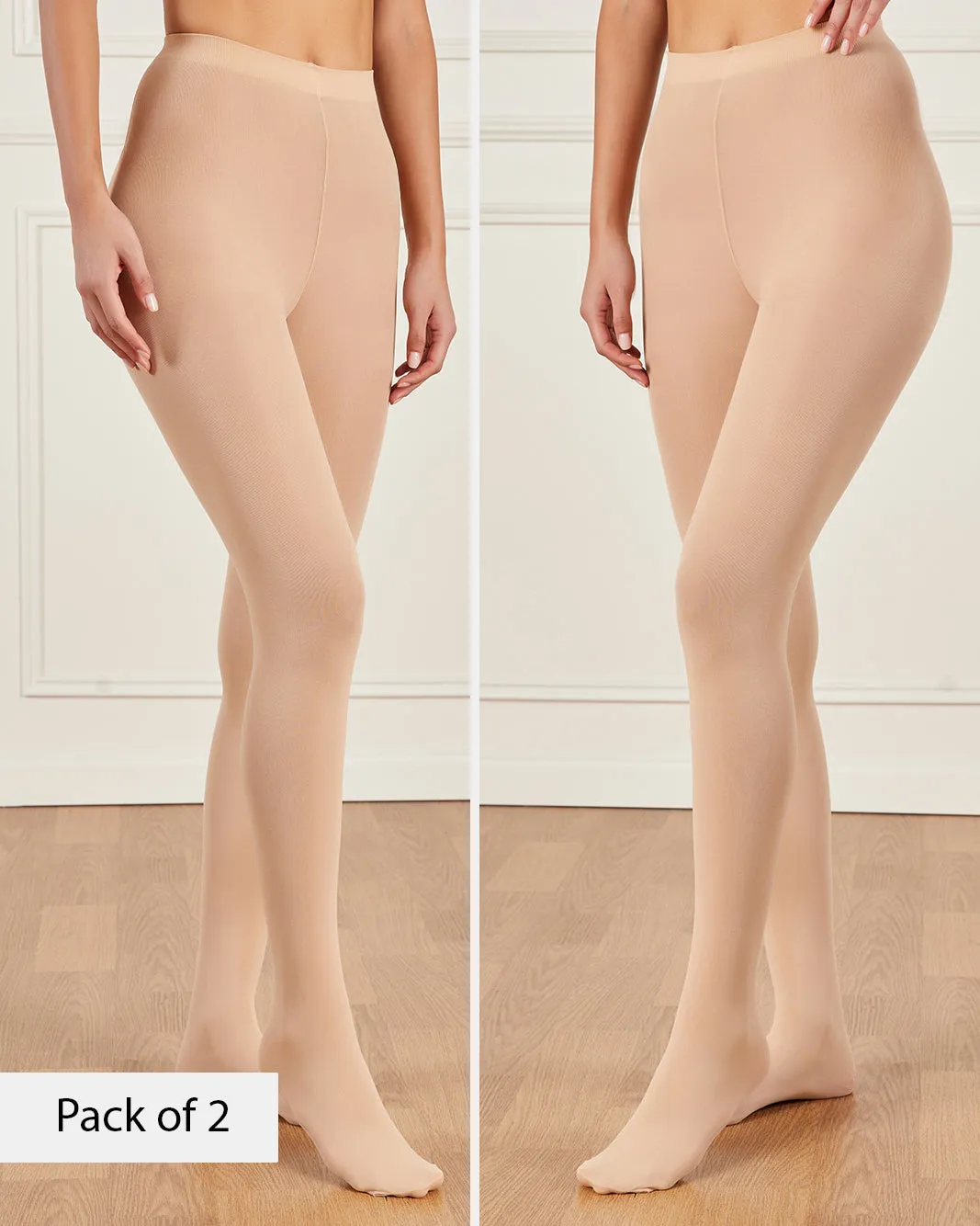 Women Beige Basic Tights (Pack of 2) sold by Redtag