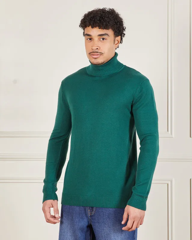 Men Green Turtle Neck Sweater sold by Redtag