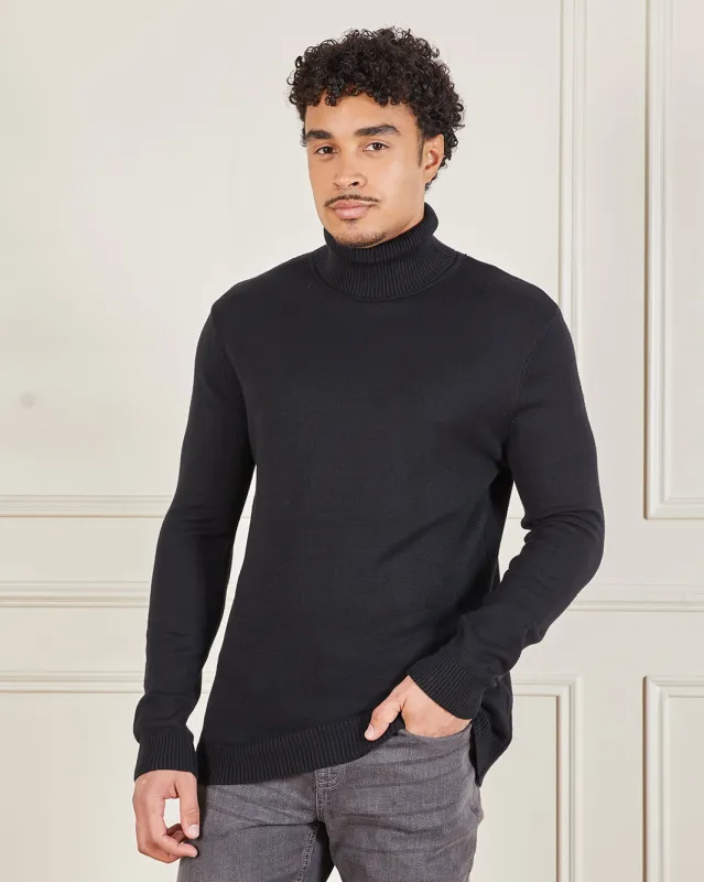 Men Black Turtle Neck Sweater sold by Redtag
