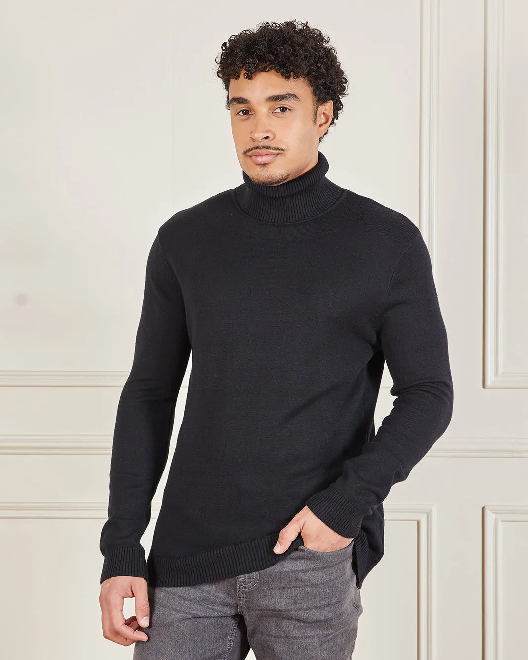 Men Black Turtle Neck Sweater sold by Redtag