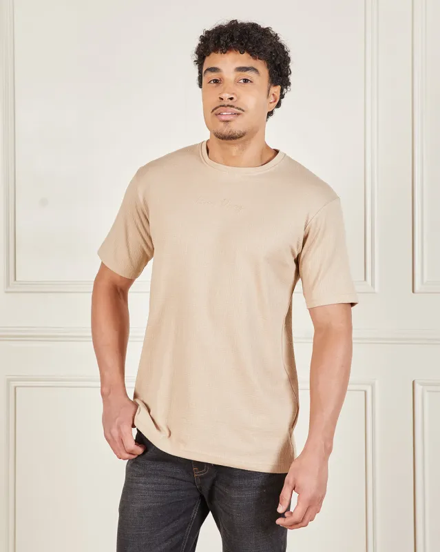 Men Beige Solid T-Shirt sold by Redtag