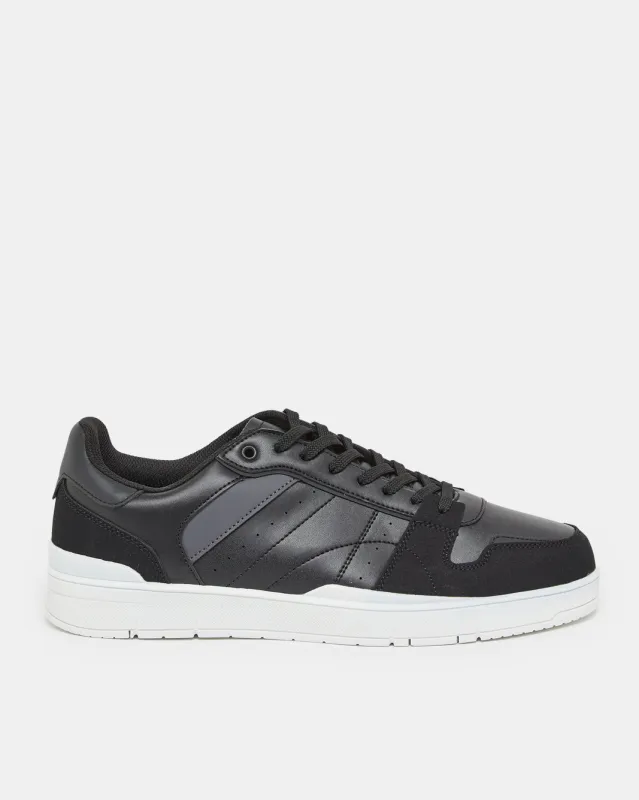 Men Black Material Block Sneakers sold by Redtag