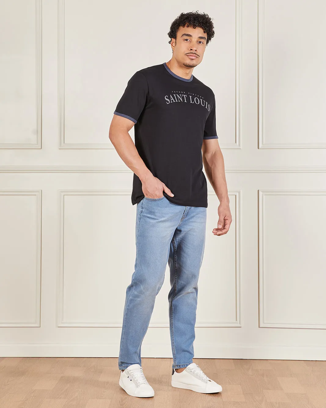 Men Black Basic Printed T-Shirt sold by Redtag product image thumbnail 2