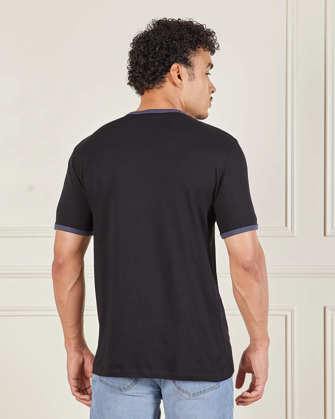 Men Black Basic Printed T-Shirt sold by Redtag product image thumbnail 3