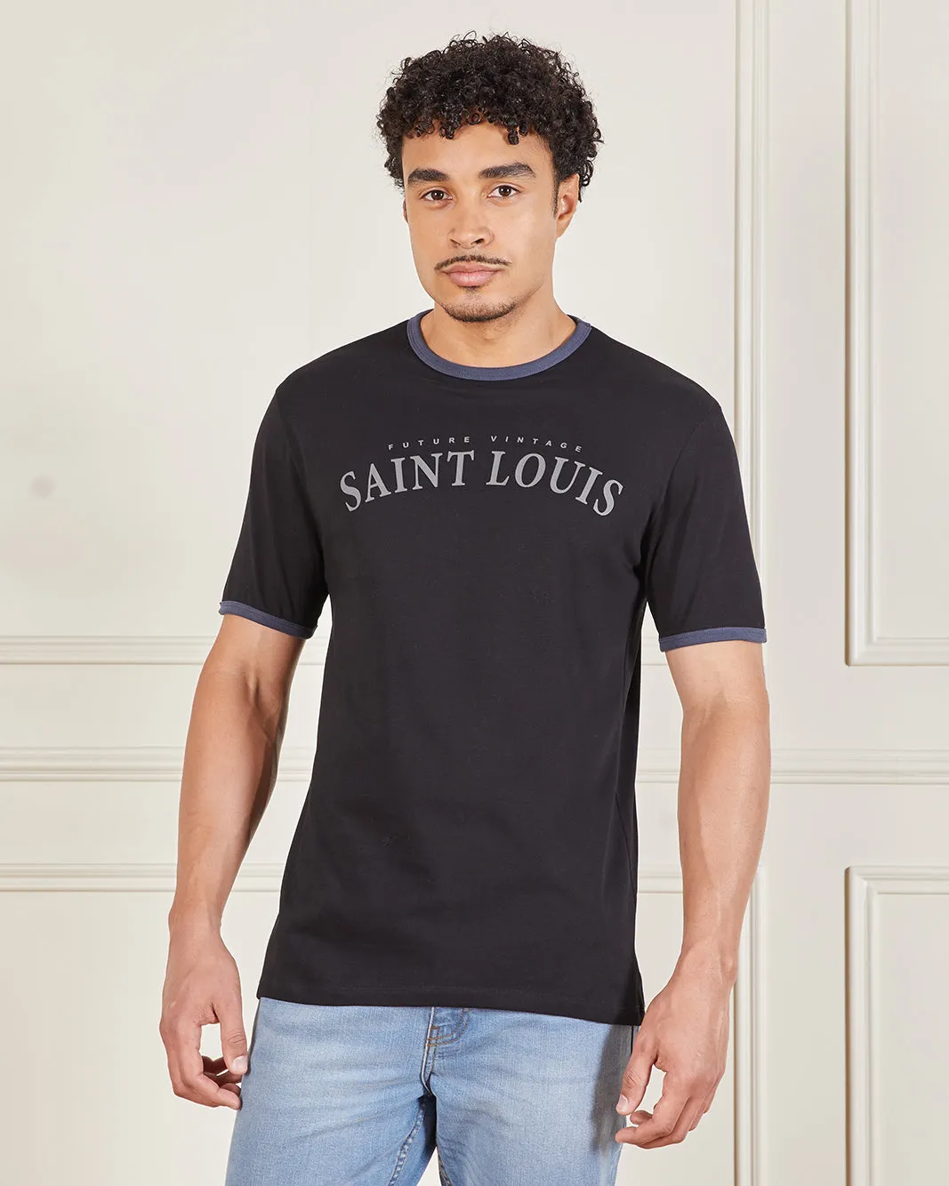 Men Black Basic Printed T-Shirt sold by Redtag