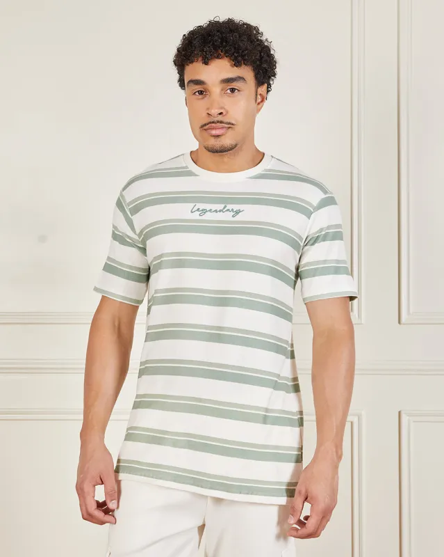 Men Green Striped T-Shirt sold by Redtag
