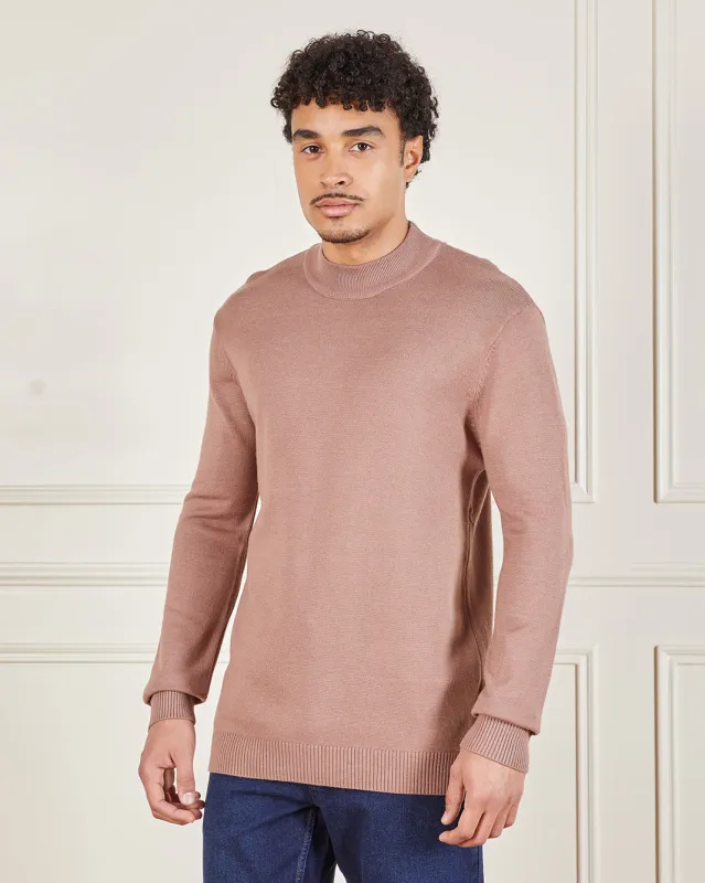 Men Brown High Neck Pullover sold by Redtag