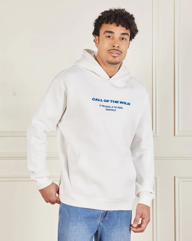 Men Ivory Front & Back Print Hoodie sold by Redtag