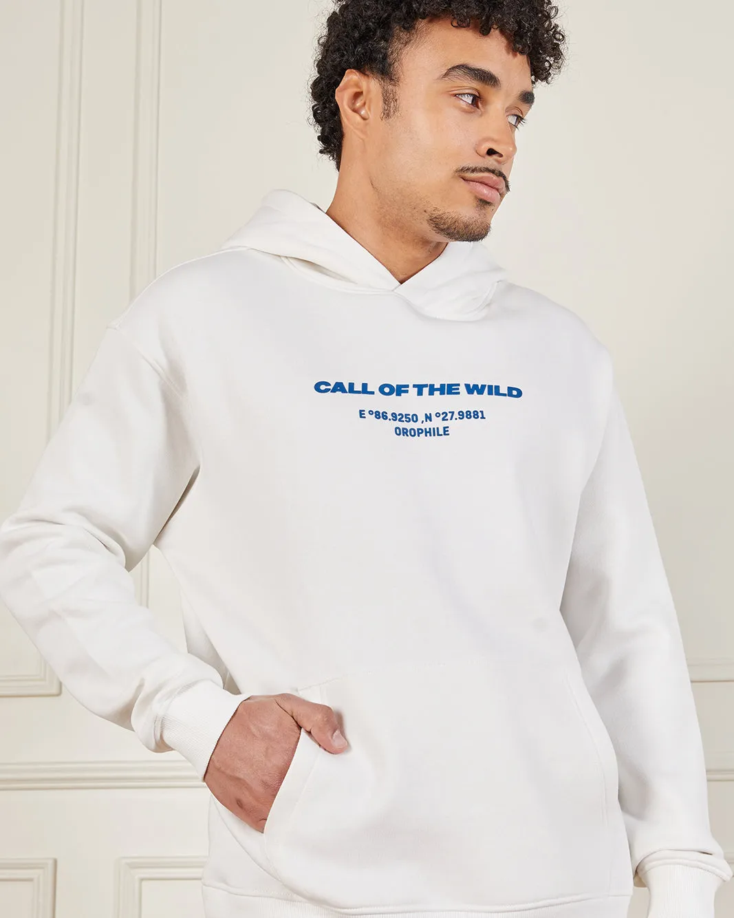 Men Ivory Front & Back Print Hoodie sold by Redtag product image thumbnail 4