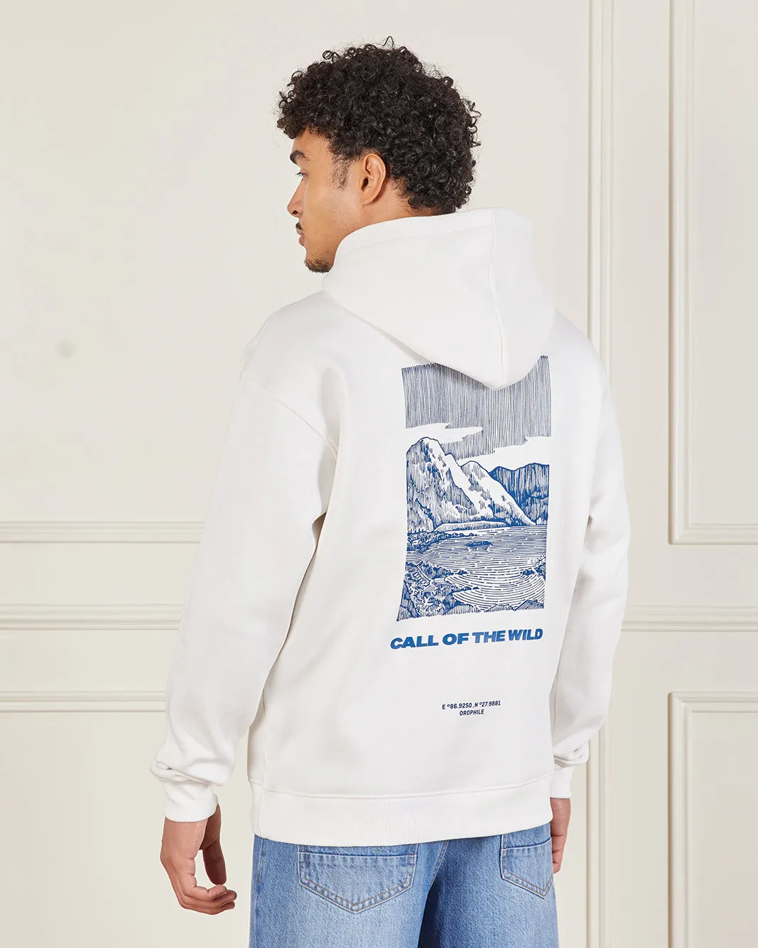 Men Ivory Front & Back Print Hoodie sold by Redtag product image thumbnail 3