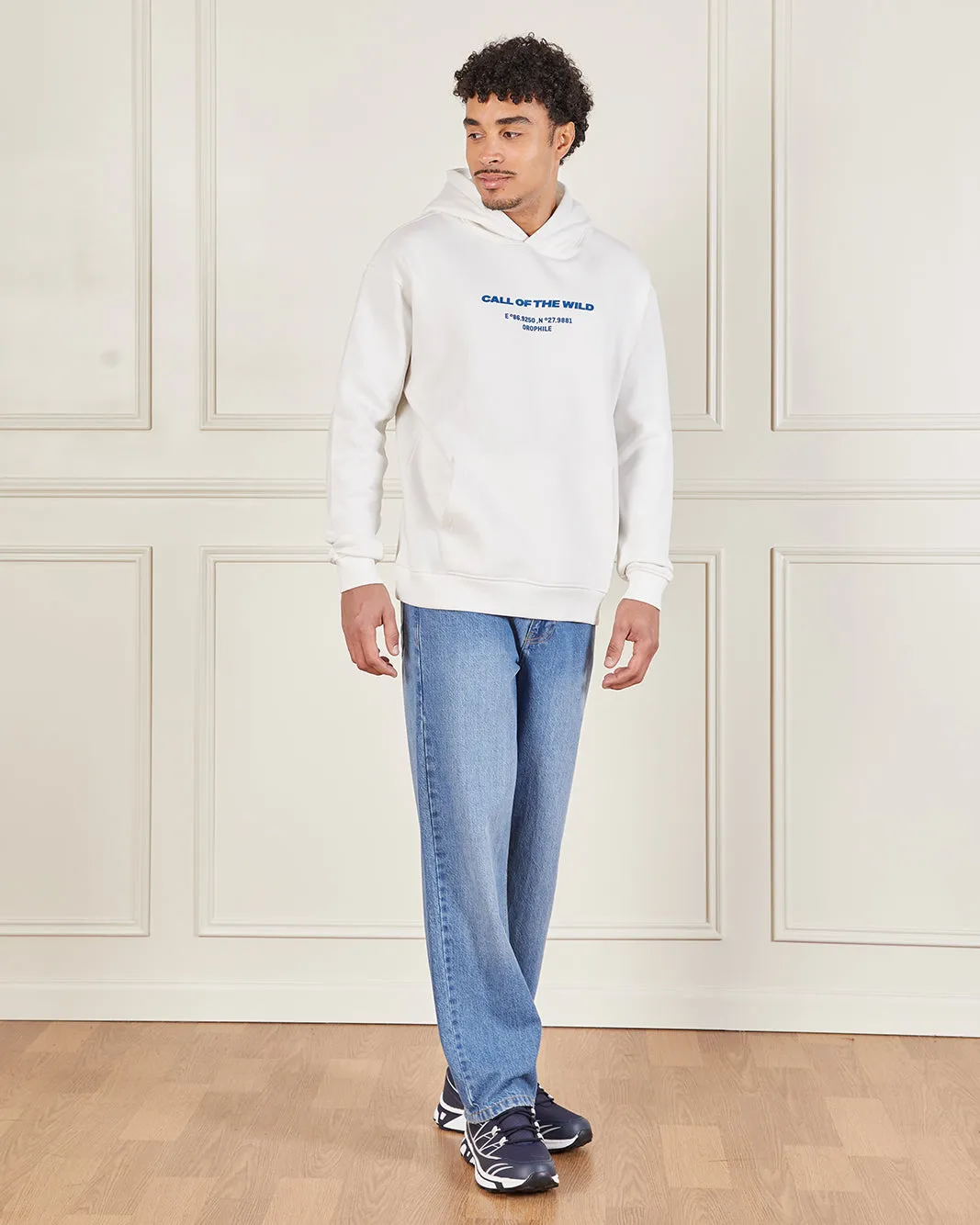 Men Ivory Front & Back Print Hoodie sold by Redtag product image thumbnail 2