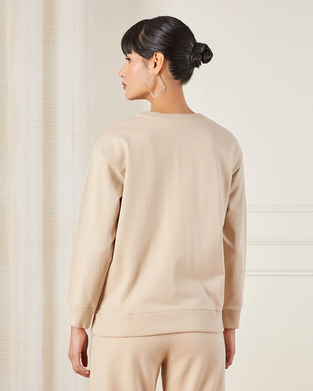 Women Beige Plain Active Sweatshirt sold by Redtag product image thumbnail 3