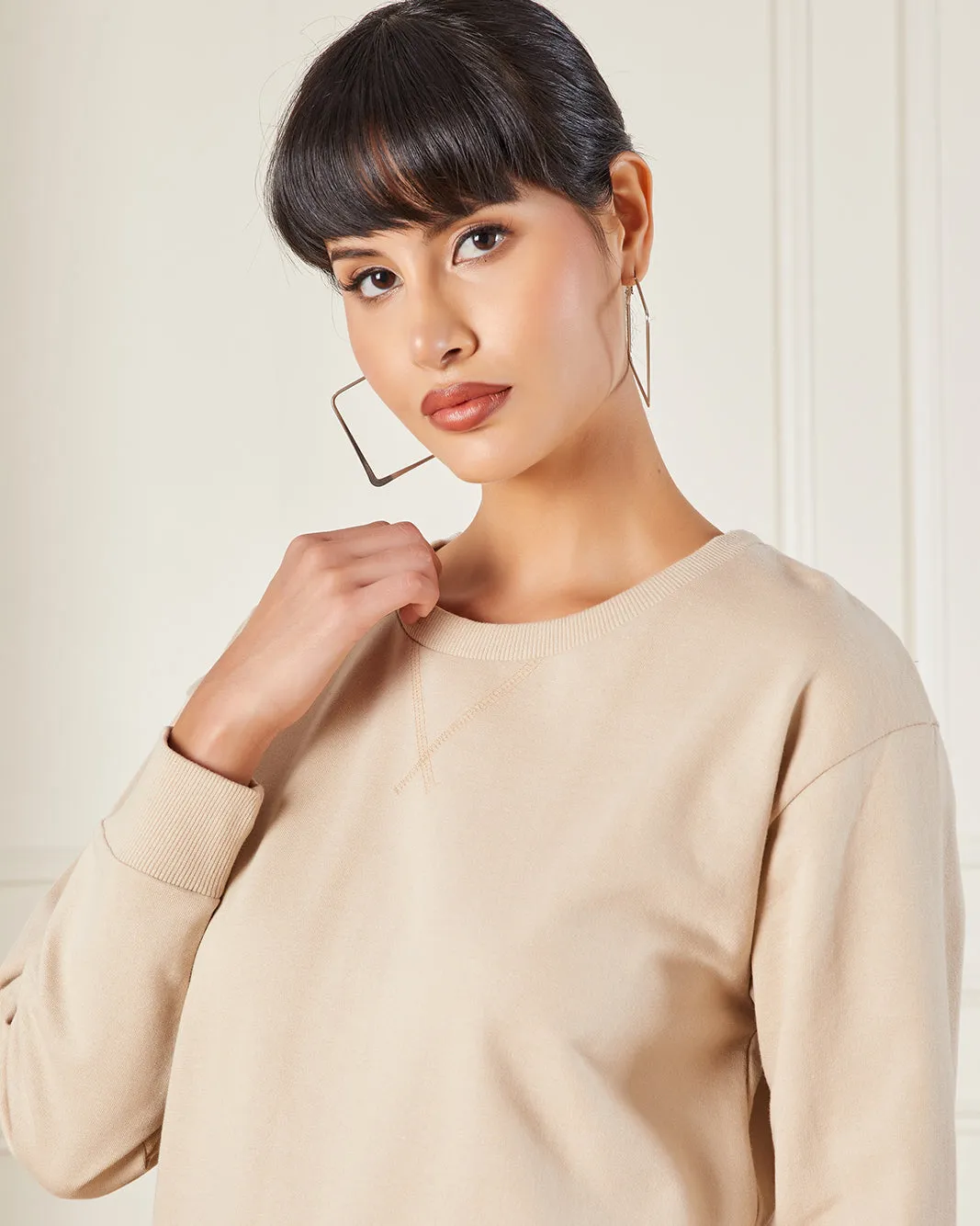 Women Beige Plain Active Sweatshirt sold by Redtag product image thumbnail 4