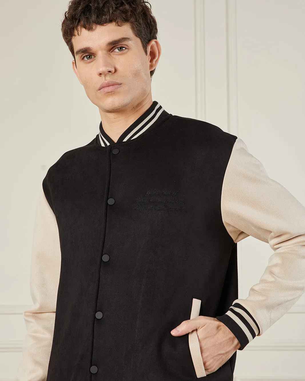 Men Black Suede Bomber Jacket sold by Redtag product image thumbnail 4