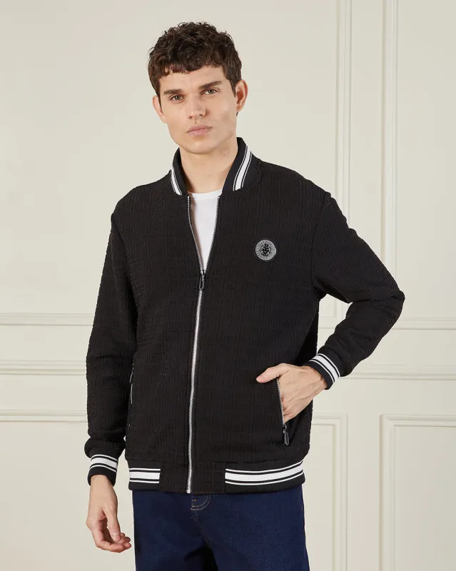 Men Black Bomber Jacket sold by Redtag