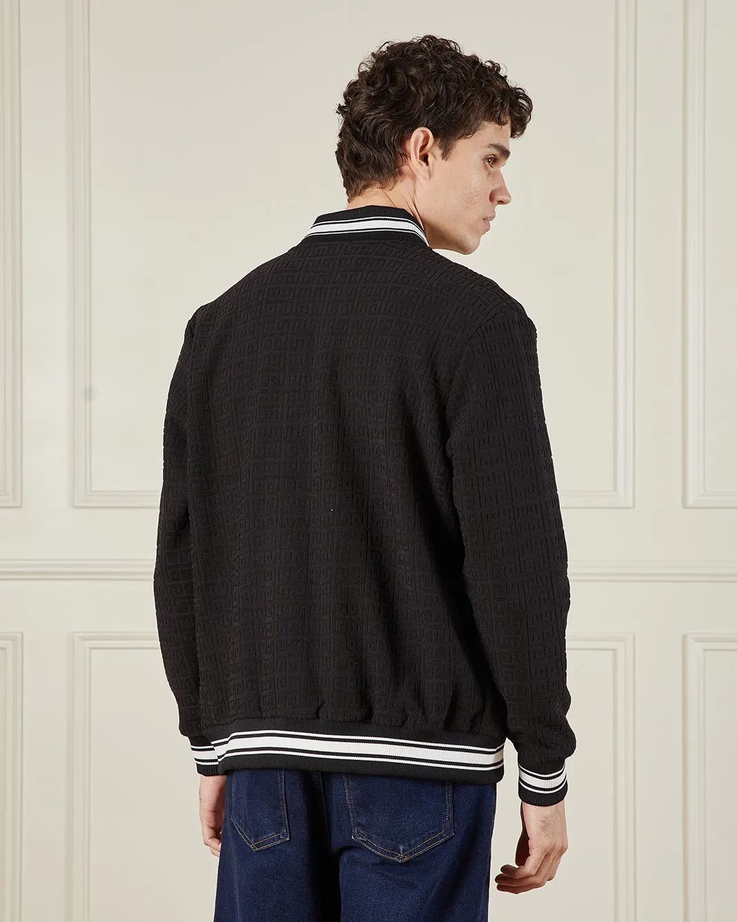 Men Black Bomber Jacket sold by Redtag product image thumbnail 3