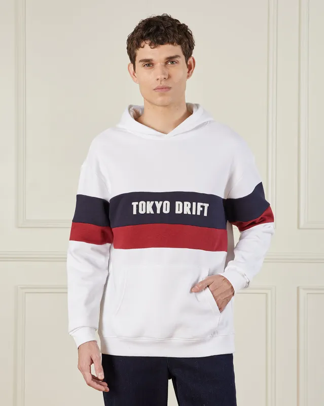 Men White Printed Hooded Sweatshirt sold by Redtag