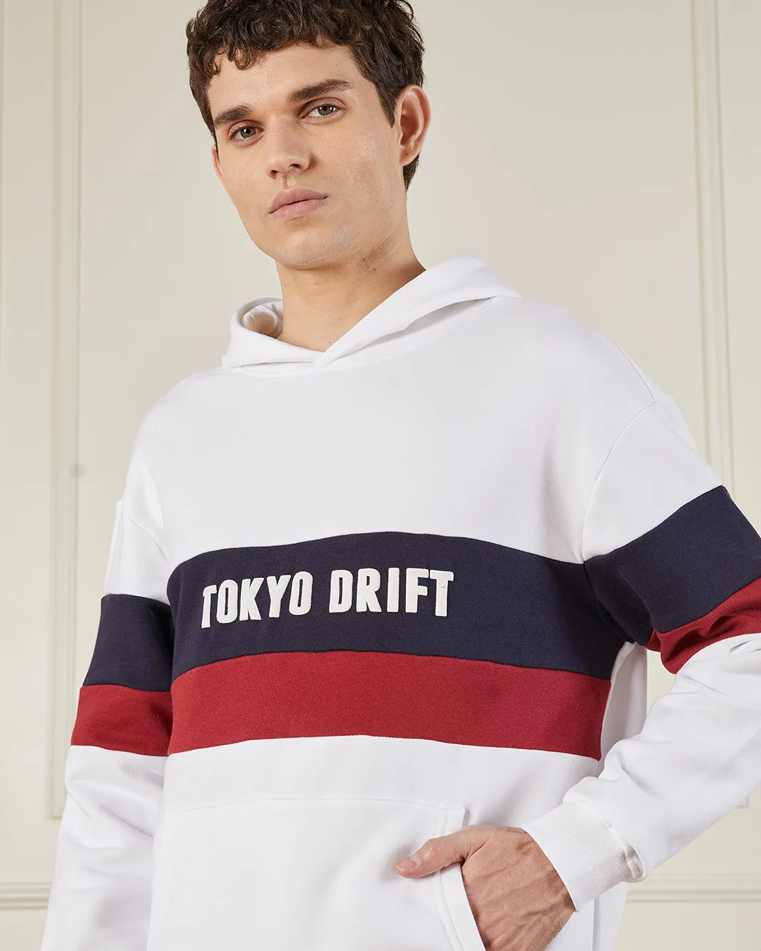 Men White Printed Hooded Sweatshirt sold by Redtag product image thumbnail 4