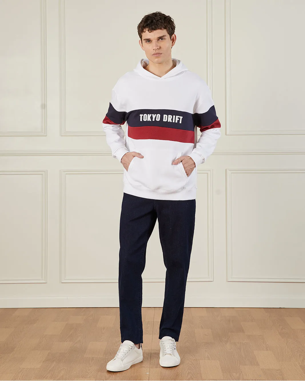 Men White Printed Hooded Sweatshirt sold by Redtag product image thumbnail 2