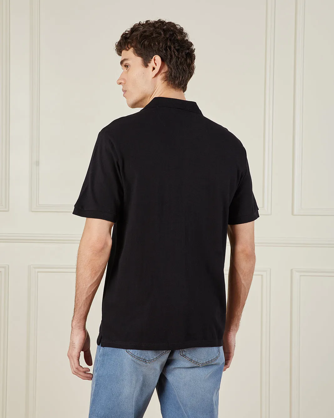 Men Black Basic Polo Shirt sold by Redtag product image thumbnail 3