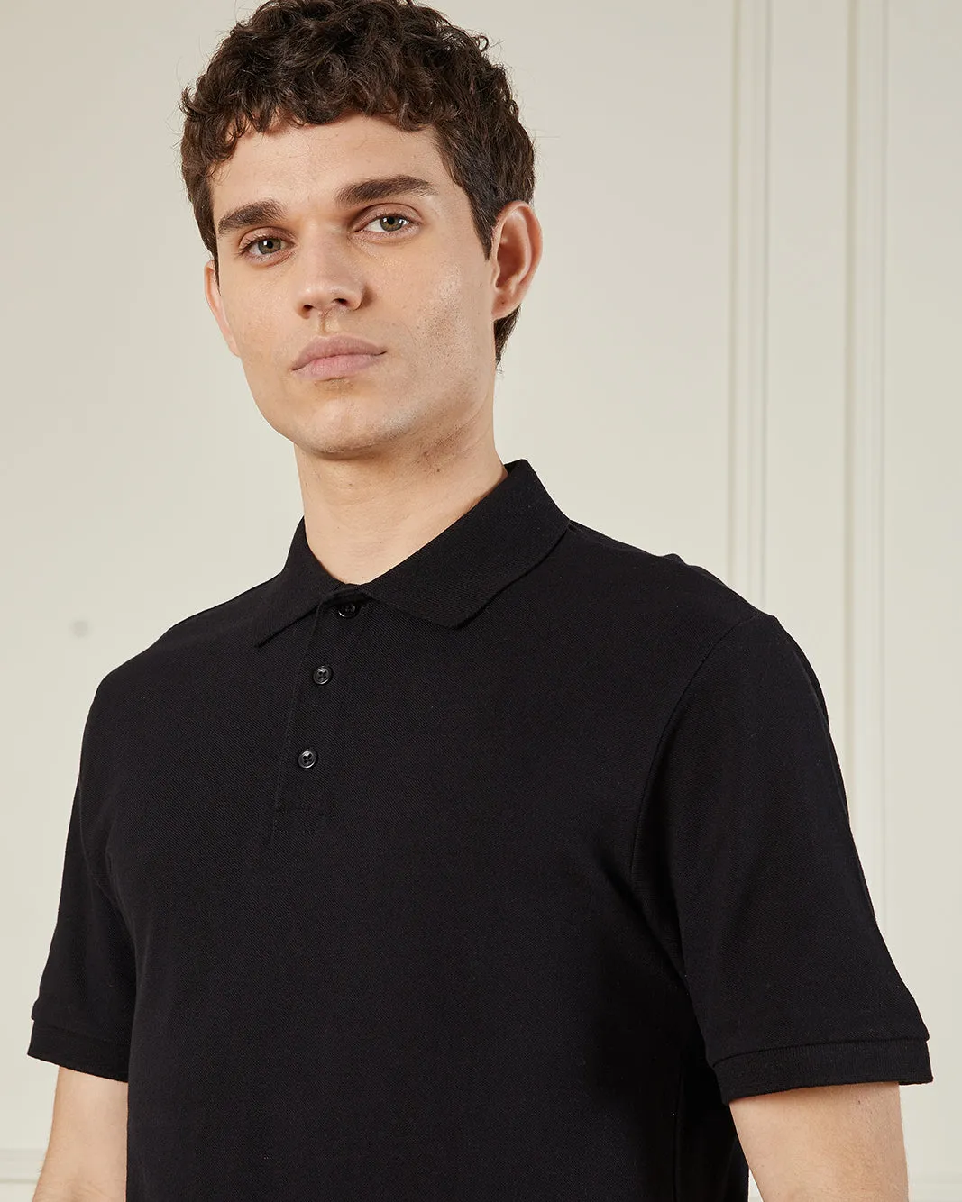 Men Black Basic Polo Shirt sold by Redtag product image thumbnail 4
