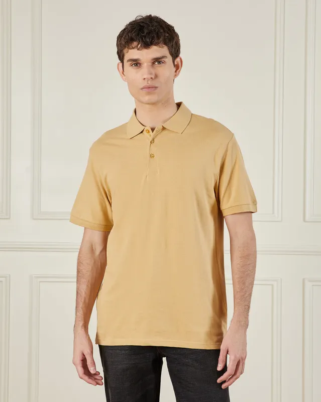 Men Beige Basic Polo Shirt sold by Redtag