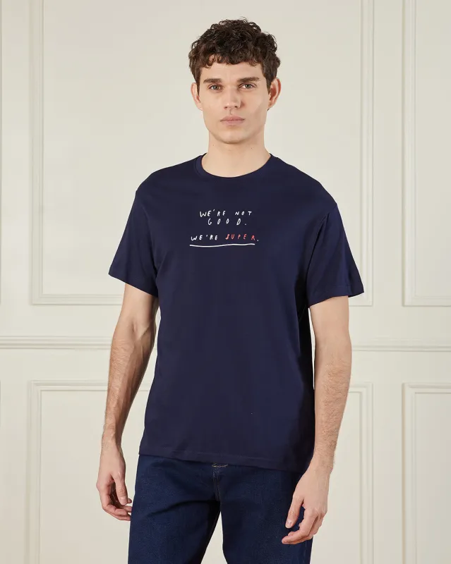 Men Navy Basic Graphic T-Shirt sold by Redtag