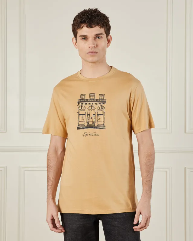 Men Beige Basic Graphic T-Shirt sold by Redtag