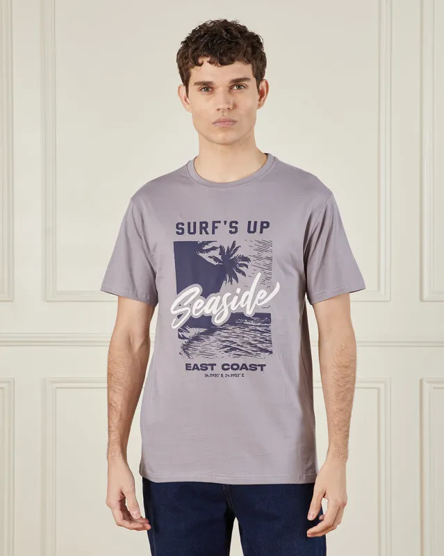 Men Grey Basic Graphic T-Shirt sold by Redtag