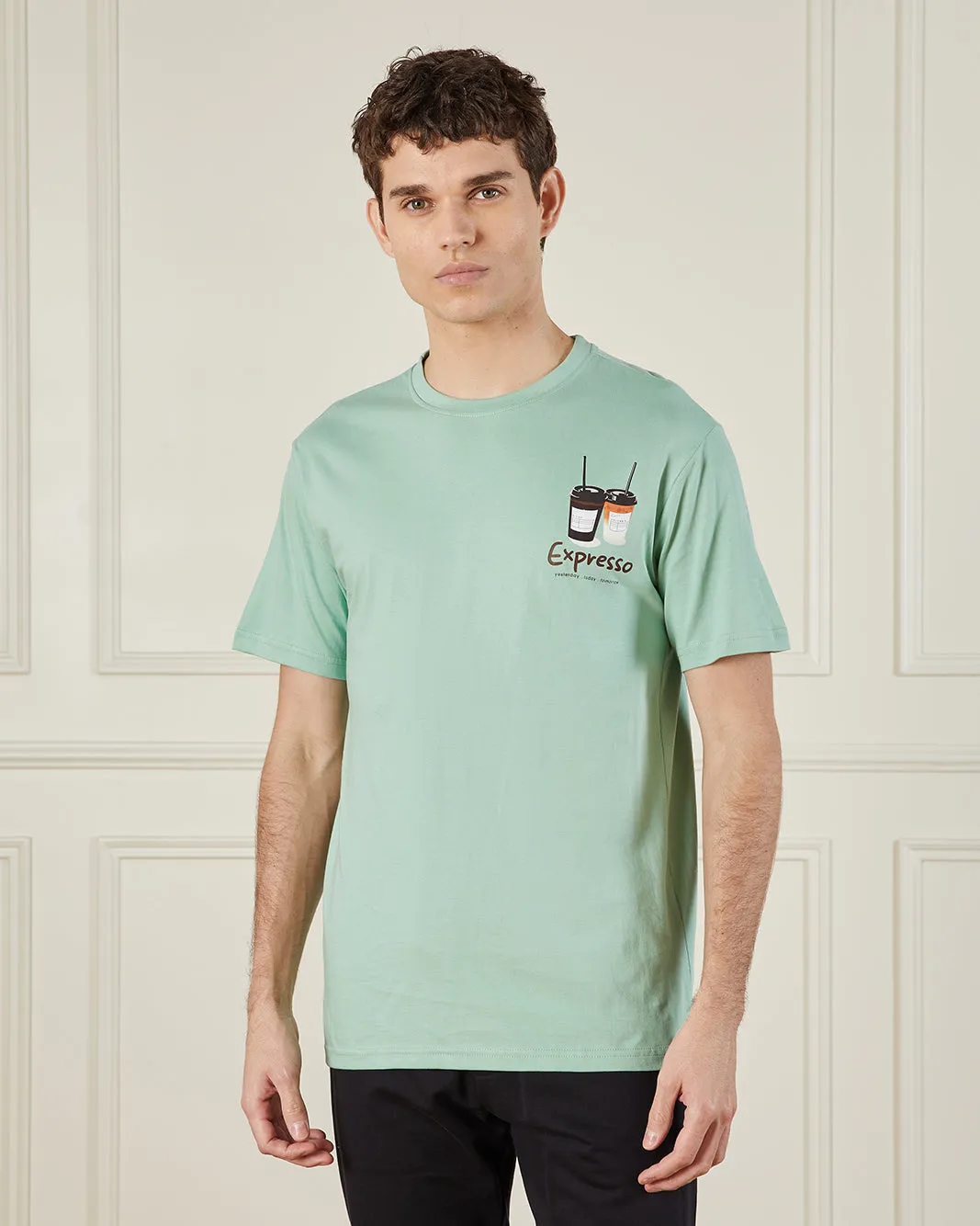 Men Green Basic Graphic T-Shirt sold by Redtag