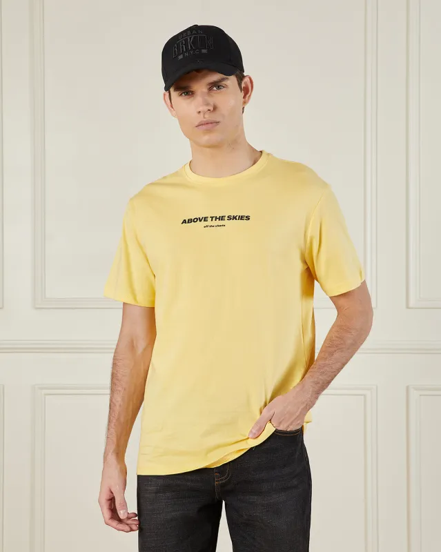 Men Yellow Basic Graphic T-Shirt sold by Redtag