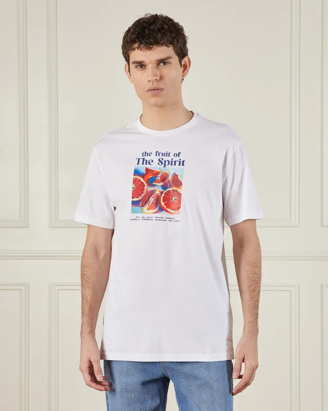 Men White Basic Graphic T-Shirt sold by Redtag