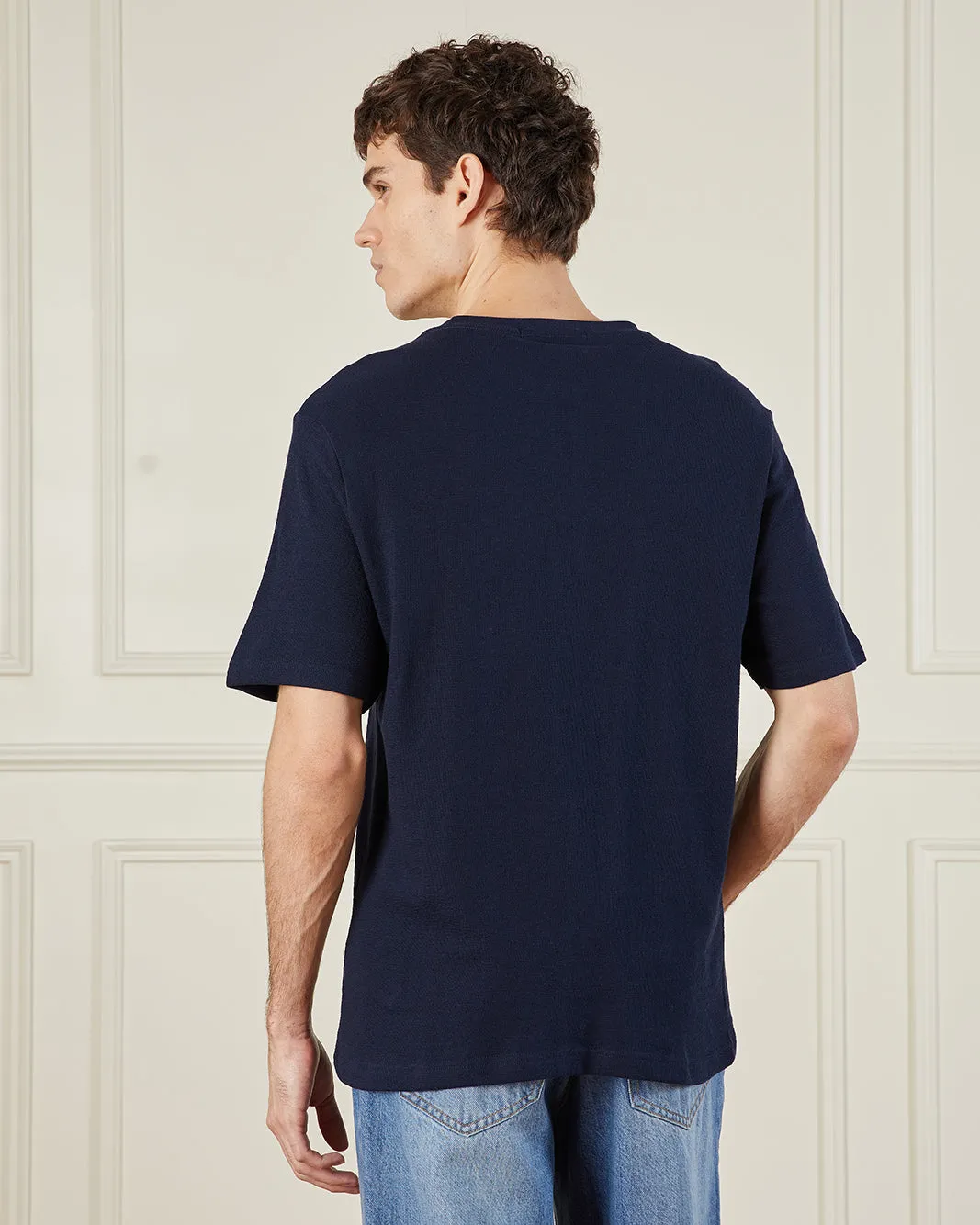Men Navy Basic T-Shirt sold by Redtag product image thumbnail 3