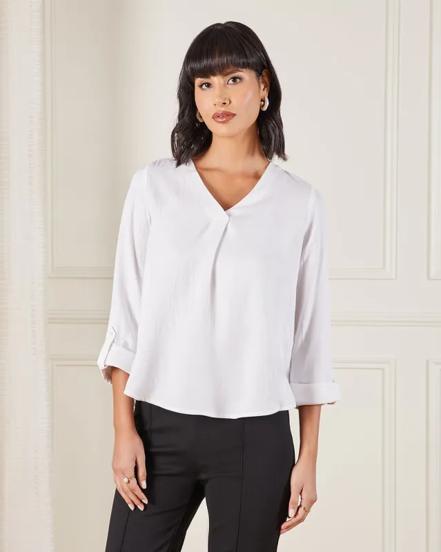 Women White Plain Blouse sold by Redtag