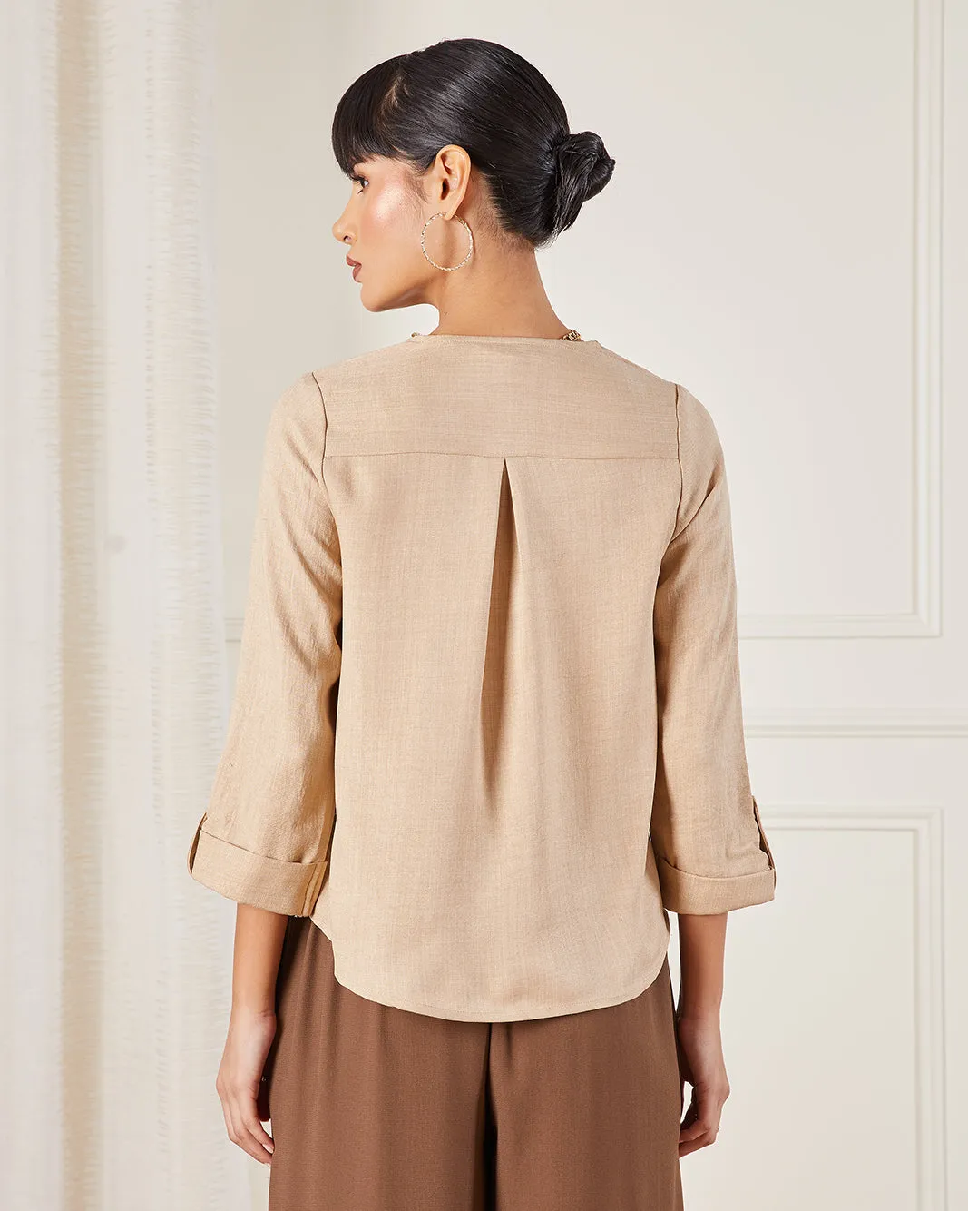 Women Beige Plain Blouse sold by Redtag product image thumbnail 3