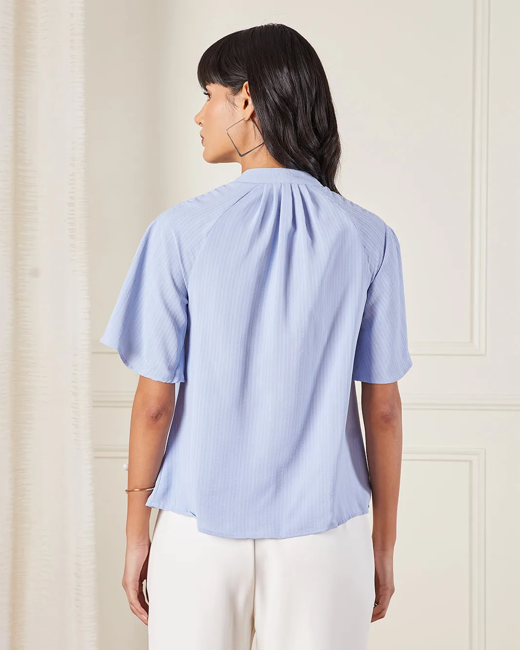 Women Blue Striped Blouse sold by Redtag product image thumbnail 3