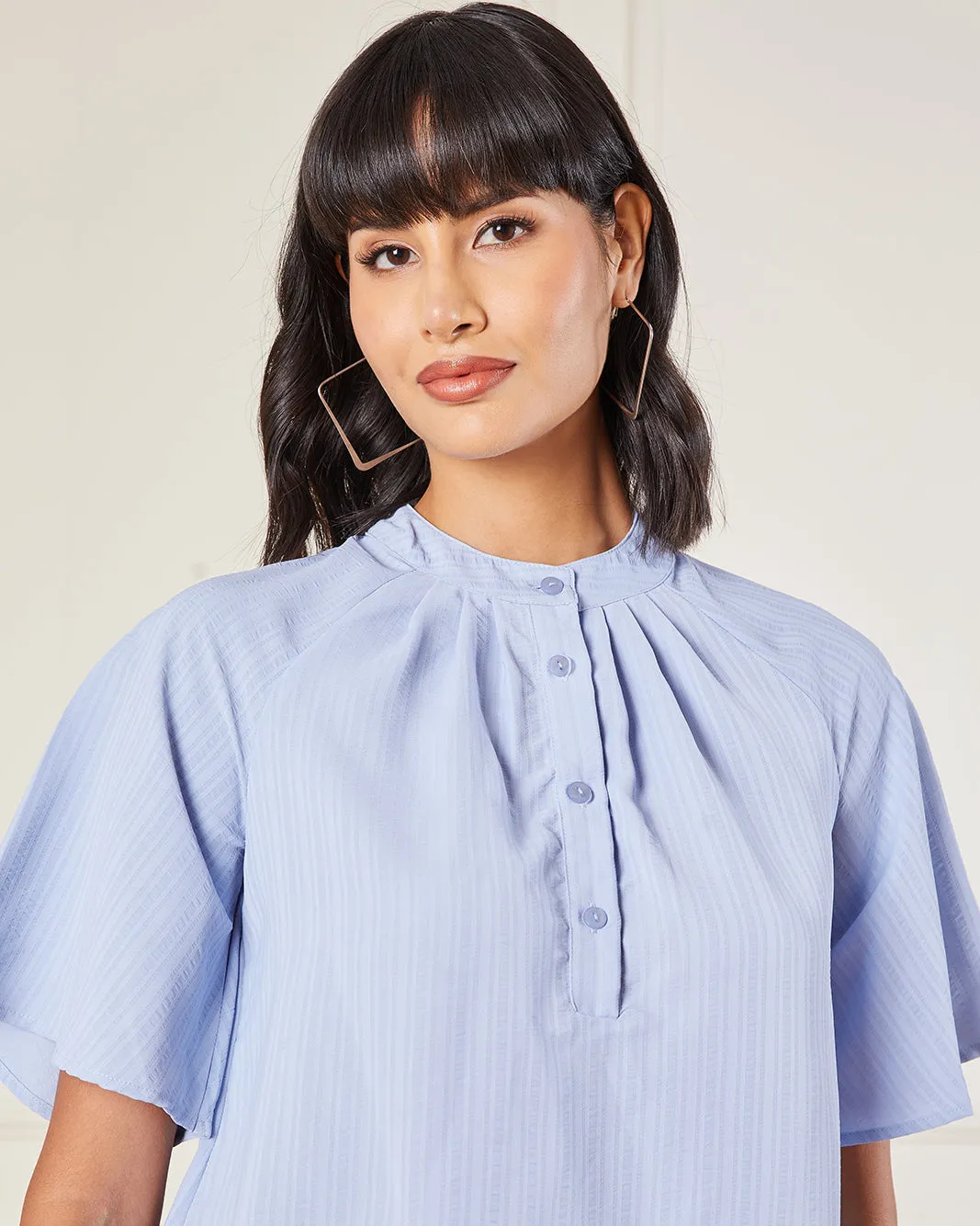 Women Blue Striped Blouse sold by Redtag product image thumbnail 4