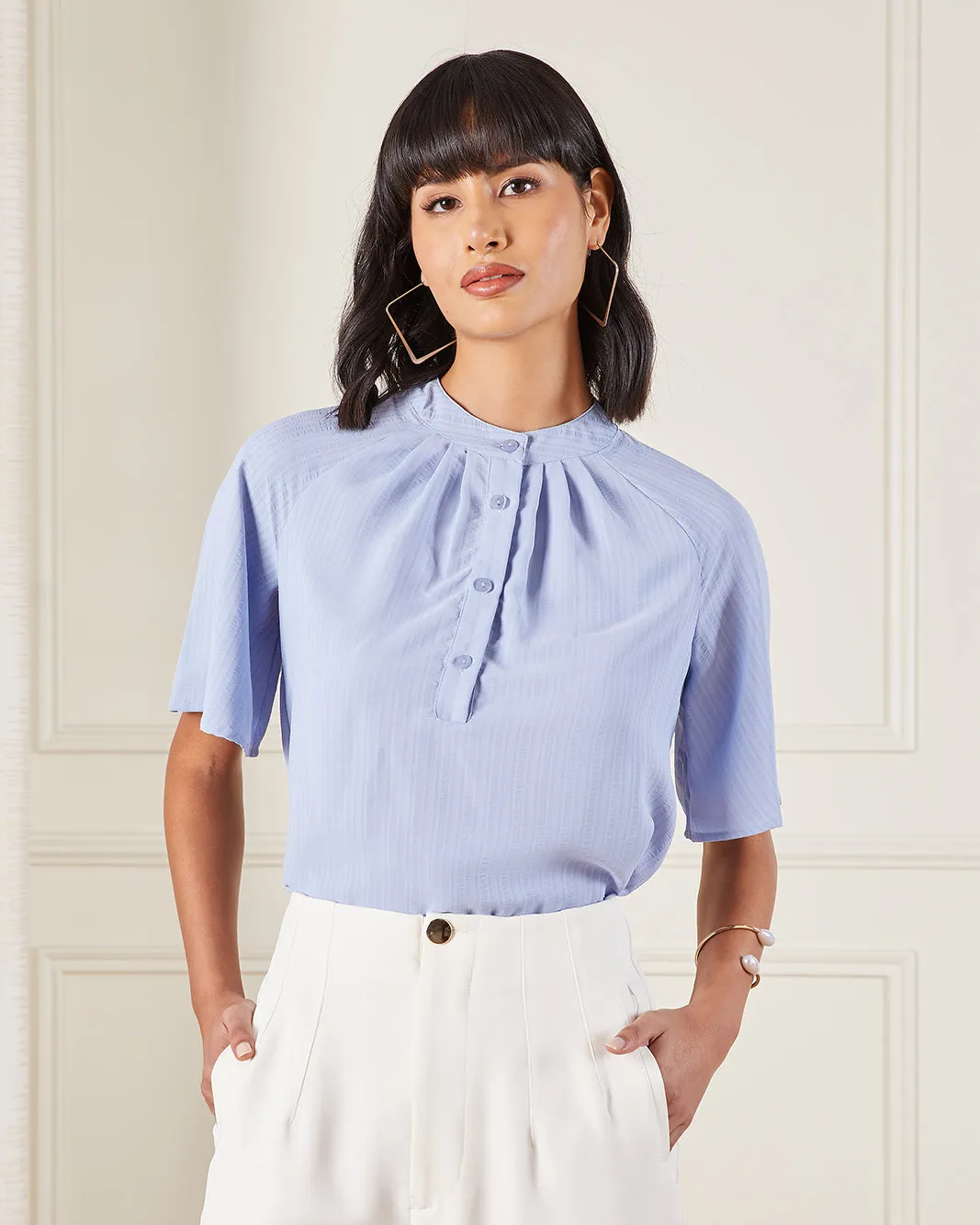 Women Blue Striped Blouse sold by Redtag