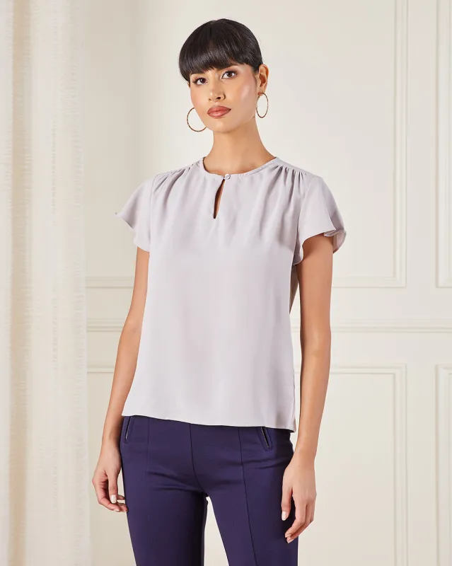 Women Grey Plain Blouse sold by Redtag