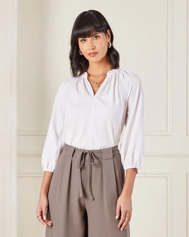 Women Ivory Crinkled Blouse sold by Redtag